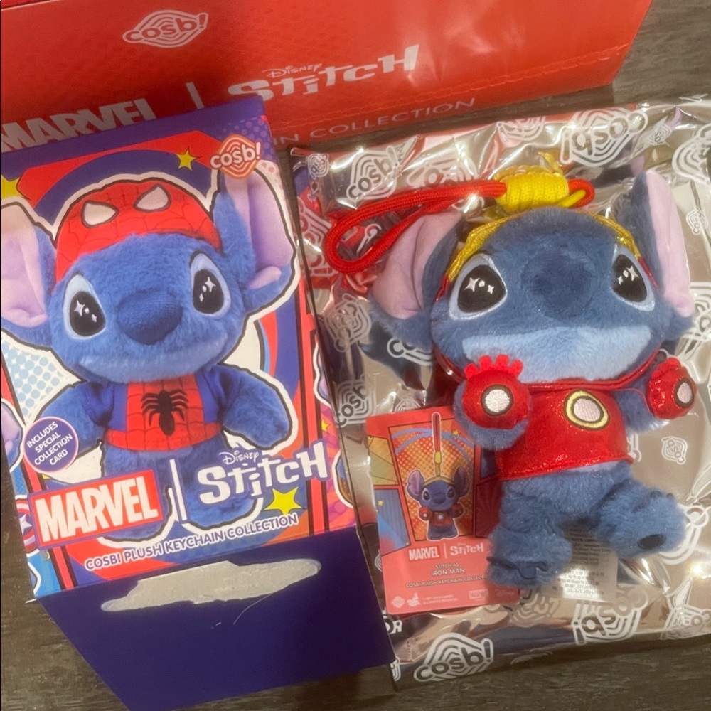 Disney Marvel Stitch Plush Keychain - Blue and Red